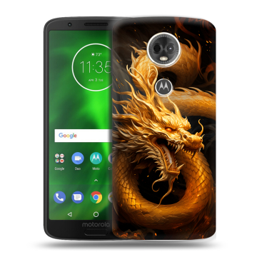Силиконовый чехол на Motorola Moto E5 Plus с принтом Золотой дракон Силиконовый чехол на Motorola Moto E5 Plus с принтом Золотой дракон
