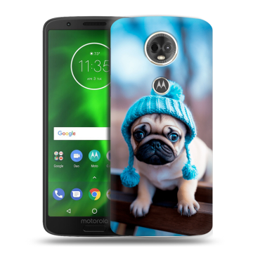 Силиконовый чехол на Motorola Moto E5 Plus с принтом Мопс в шапке