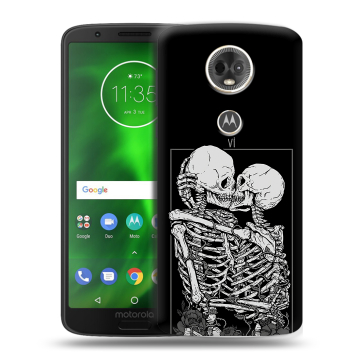 Силиконовый чехол на Motorola Moto E5 Plus с принтом Поцелуй скелетов