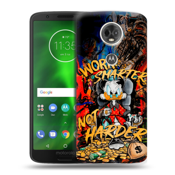 Силиконовый чехол на Motorola Moto E5 Plus с принтом Дональд Дак Деньги