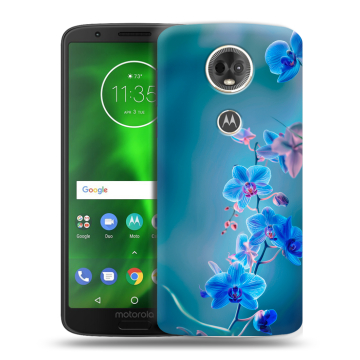Силиконовый чехол на Motorola Moto E5 Plus с принтом Голубые цветы