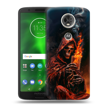 Силиконовый чехол на Motorola Moto E5 Plus с принтом Скелет и карты