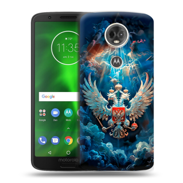 Силиконовый чехол на Motorola Moto E5 Plus с принтом Герб флаг России