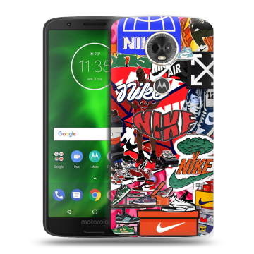 Силиконовый чехол на Motorola Moto E5 Plus с принтом Найк Nike яркий