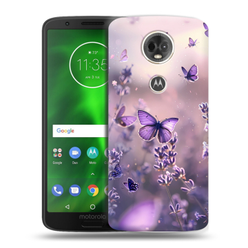 Силиконовый чехол на Motorola Moto E5 Plus с принтом бабочки и лаванда