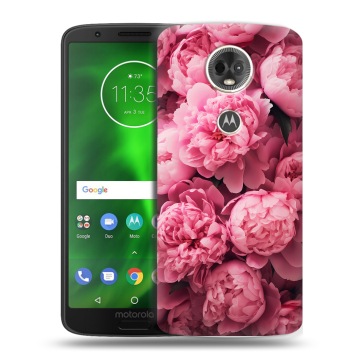 Силиконовый чехол на Motorola Moto E5 Plus с принтом цветы пионы