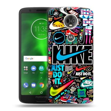 Силиконовый чехол на Motorola Moto E5 Plus с принтом найк nike черный Силиконовый чехол на Motorola Moto E5 Plus с принтом найк nike черный