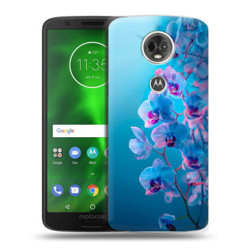 Силиконовый чехол на Motorola Moto E5 Plus с принтом голубые орхидеи