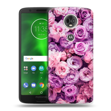 Силиконовый чехол на Motorola Moto E5 Plus с принтом лавандовые розы