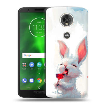 Силиконовый чехол на Motorola Moto E5 Plus с принтом кролик зайчик