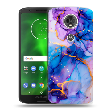 Силиконовый чехол на Motorola Moto E5 Plus с принтом синий мрамор