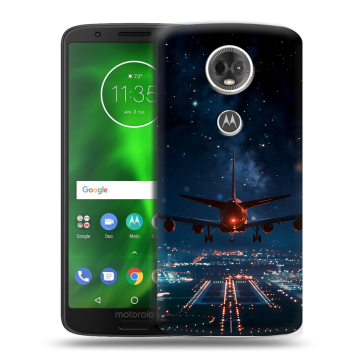 Силиконовый чехол на Motorola Moto E5 Plus с принтом самолет