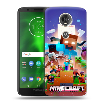 Силиконовый чехол на Motorola Moto E5 Plus с принтом Майнкрафт Minecraft Силиконовый чехол на Motorola Moto E5 Plus с принтом Майнкрафт Minecraft