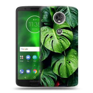 Силиконовый чехол на Motorola Moto E5 Plus с принтом Листья