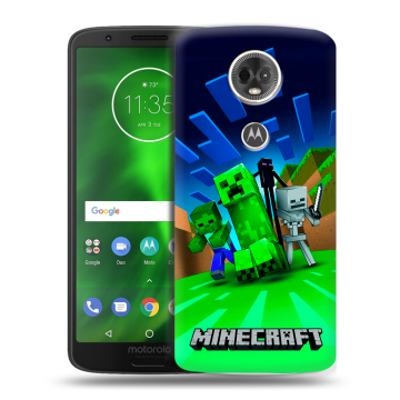 Силиконовый чехол на Motorola Moto E5 Plus с принтом Майнкрафт Силиконовый чехол на Motorola Moto E5 Plus с принтом Майнкрафт