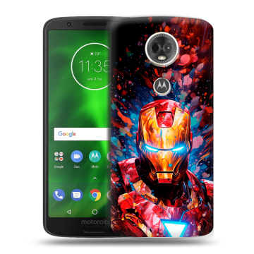 Силиконовый чехол на Motorola Moto E5 Plus с принтом Железный человек Ironman