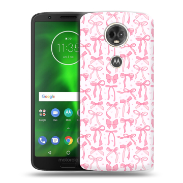 Силиконовый чехол на Motorola Moto E5 Plus с принтом Розовые бантики