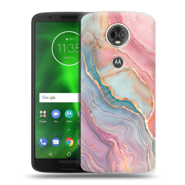 Силиконовый чехол на Motorola Moto E5 Plus с принтом розовый мрамор