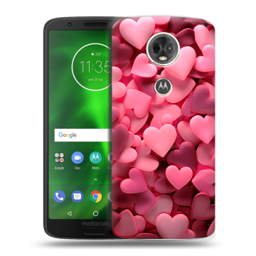 Силиконовый чехол на Motorola Moto E5 Plus с принтом розовые сердечки