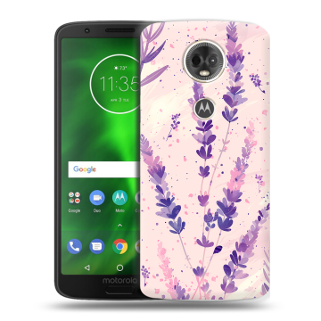 Силиконовый чехол на Motorola Moto E5 Plus с принтом цветы лаванда