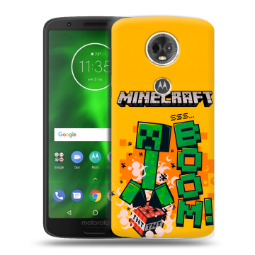 Силиконовый чехол на Motorola Moto E5 Plus с принтом Майнкрафт Minecraft