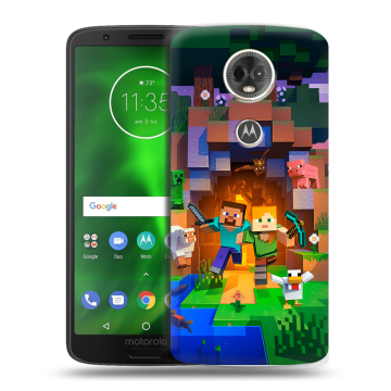 Силиконовый чехол на Motorola Moto E5 Plus с принтом Майнкрафт Minecraft Силиконовый чехол на Motorola Moto E5 Plus с принтом Майнкрафт Minecraft