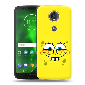 Силиконовый чехол на Motorola Moto E5 Plus с принтом спанчбоб спанч боб