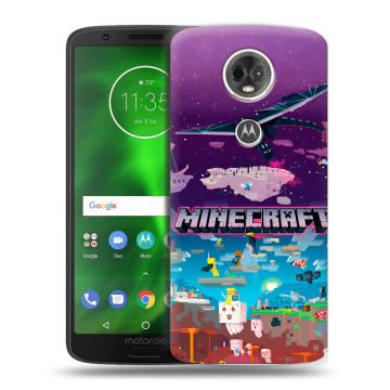 Силиконовый чехол на Motorola Moto E5 Plus с принтом Майнкрафт Minecraft