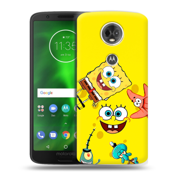 Силиконовый чехол на Motorola Moto E5 Plus с принтом Спанч боб Спанчбоб