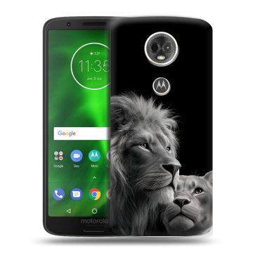 Силиконовый чехол на Motorola Moto E5 Plus с принтом Лев кошки