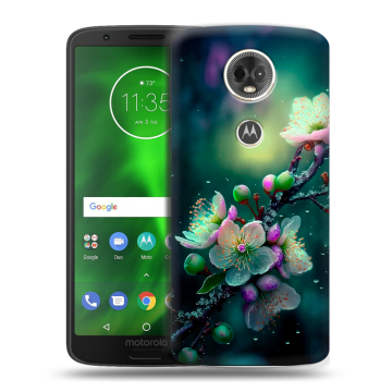 Силиконовый чехол на Motorola Moto E5 Plus с принтом Цветы и мрамор