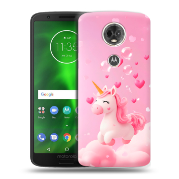 Силиконовый чехол на Motorola Moto E5 Plus с принтом Единорог