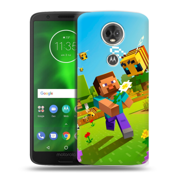 Силиконовый чехол на Motorola Moto E5 Plus с принтом Майнкрафт Minecraft