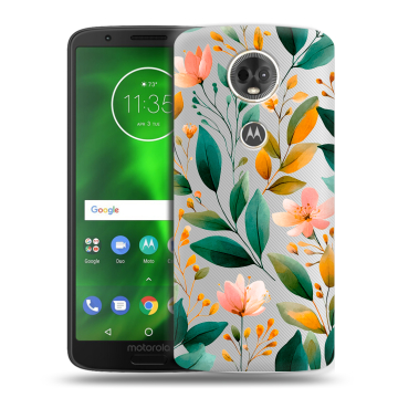 Силиконовый чехол на Motorola Moto E5 Plus с принтом Цветы паттерн