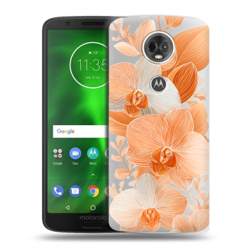 Силиконовый чехол на Motorola Moto E5 Plus с принтом Бежевые цветы