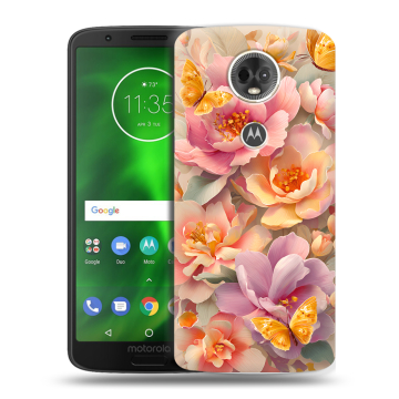 Силиконовый чехол на Motorola Moto E5 Plus с принтом Цветы и бабочки