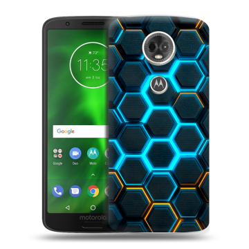 Силиконовый чехол на Motorola Moto E5 Plus с принтом Неоновые соты