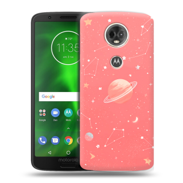 Силиконовый чехол на Motorola Moto E5 Plus с принтом Розовый космос