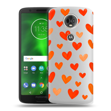 Силиконовый чехол на Motorola Moto E5 Plus с принтом Сердечки