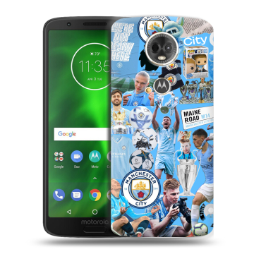 Силиконовый чехол на Motorola Moto E5 Plus с принтом Man City Манчестер Сити