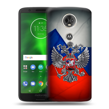 Силиконовый чехол на Motorola Moto E5 Plus с принтом Флаг России