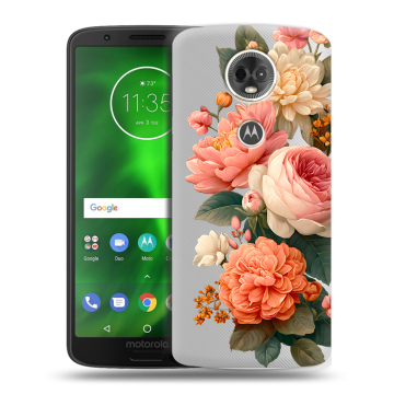 Силиконовый чехол на Motorola Moto E5 Plus с принтом цветы