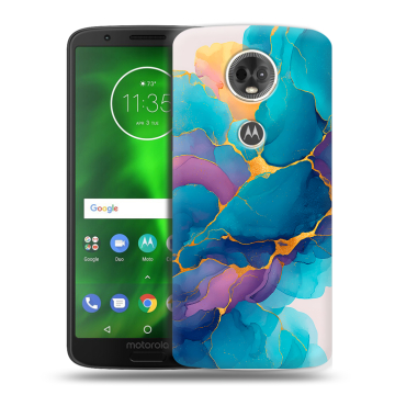 Силиконовый чехол на Motorola Moto E5 Plus с принтом Мрамор блестки