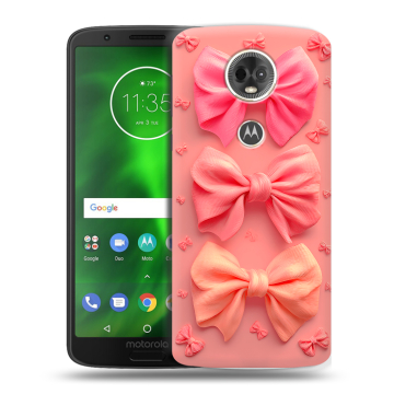 Силиконовый чехол на Motorola Moto E5 Plus с принтом Розовые бантики