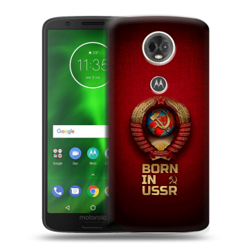 Силиконовый чехол на Motorola Moto E5 Plus с принтом Флаг Герб СССР