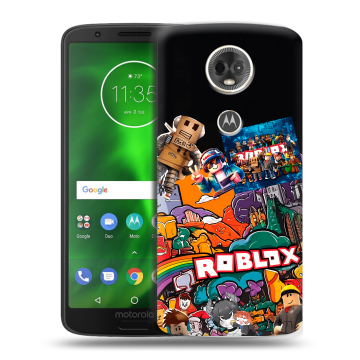 Силиконовый чехол на Motorola Moto E5 Plus с принтом Roblox Роблокс