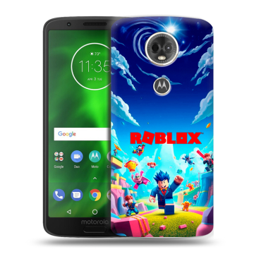 Силиконовый чехол на Motorola Moto E5 Plus с принтом Roblox Роблокс