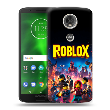 Силиконовый чехол на Motorola Moto E5 Plus с принтом Roblox Роблокс