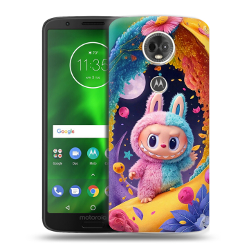 Силиконовый чехол на Motorola Moto E5 Plus с принтом Labubu Лабубу