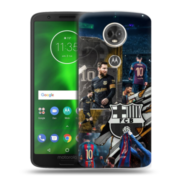 Силиконовый чехол на Motorola Moto E5 Plus с принтом Messi Barcelona
